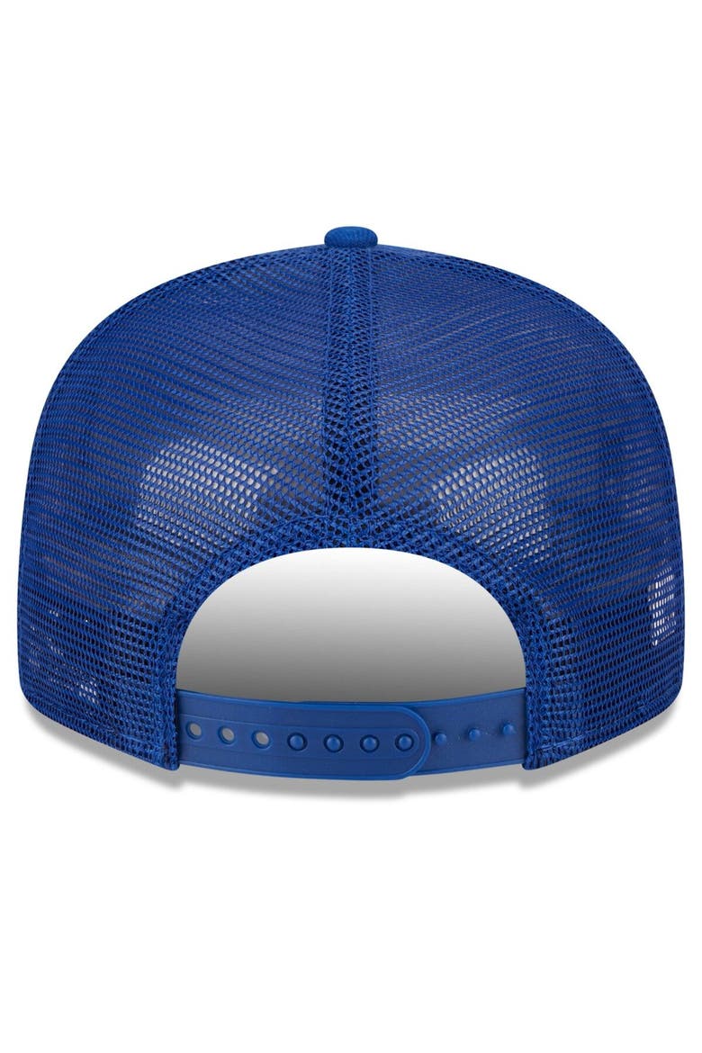 Men's New Era Royal Pitt Panthers Classic 9FIFTY Trucker Snapback Hat, Alternate, color, Royal