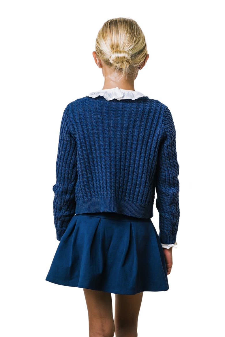 Kids' Organic Long Sleeve Classic Cable Cardigan Sweater, Alternate, color, Navy Cable