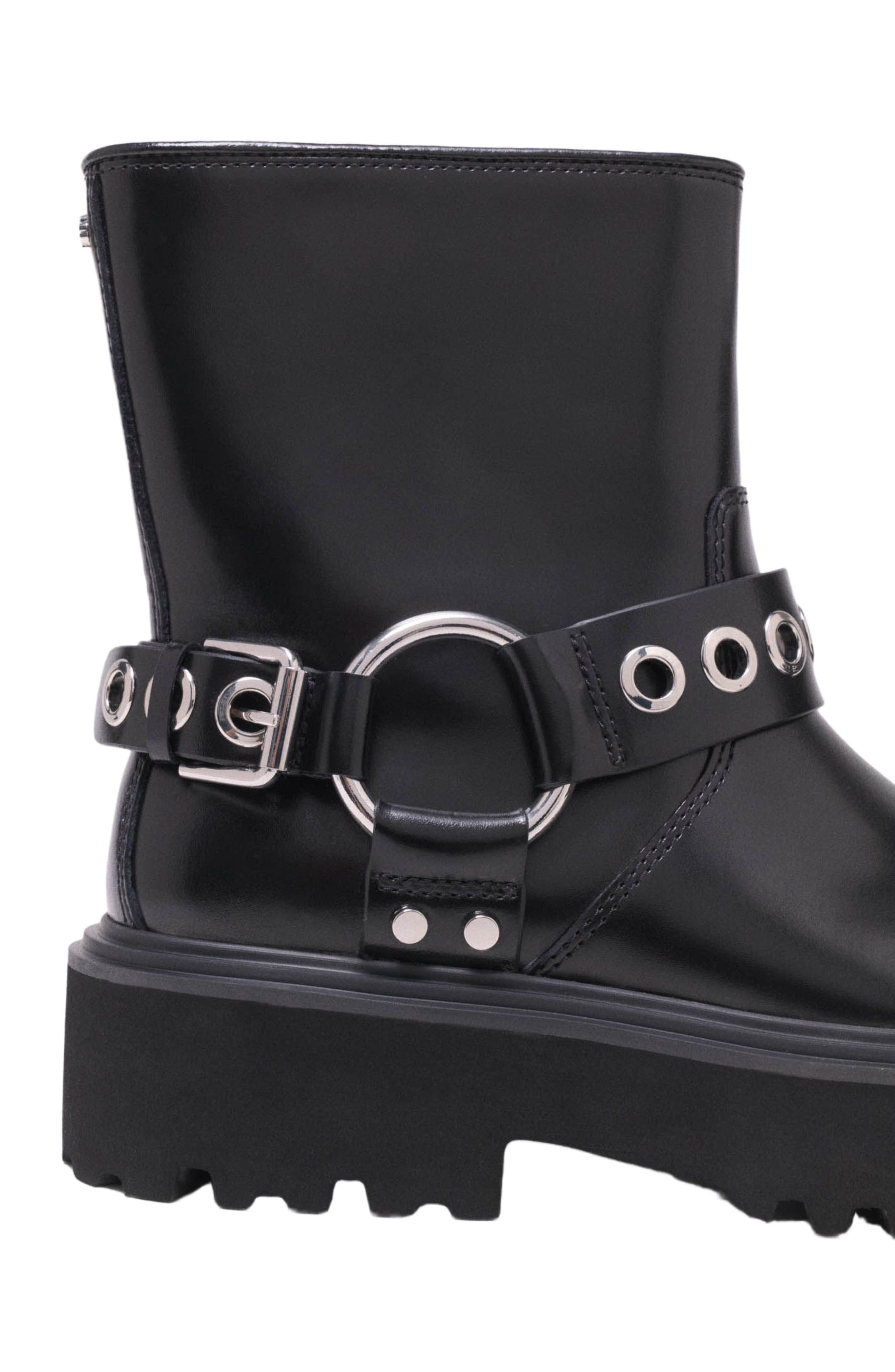 maje Leather biker boots, Alternate, color, Black