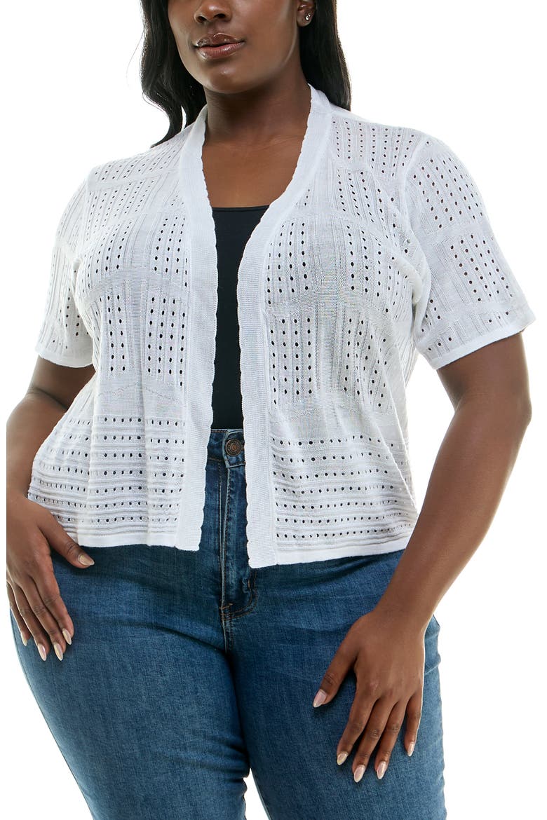 Open Front Crochet Bolero, Main, color, WHITE