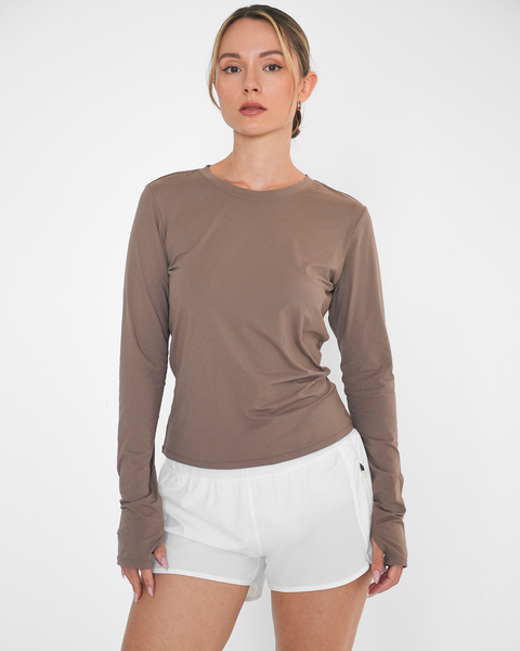 Raya Mid Length Compression Nylon Long Sleeve Top