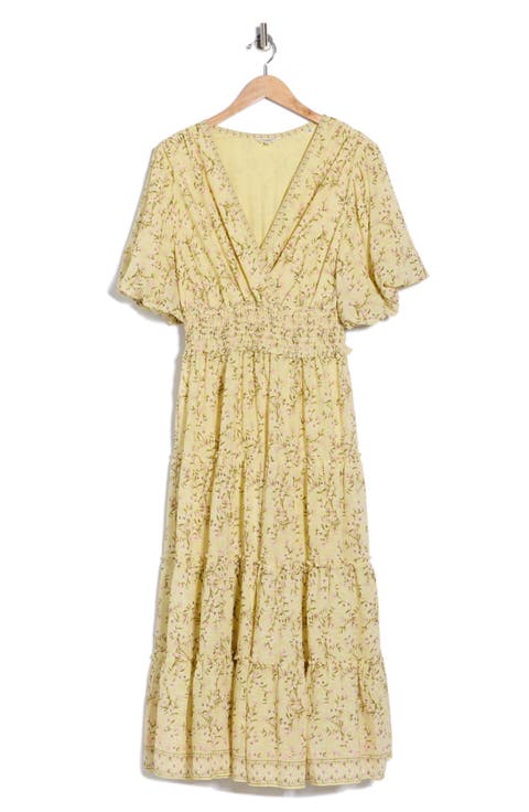 Print Puff Sleeve V-Neck Dress (Plus)