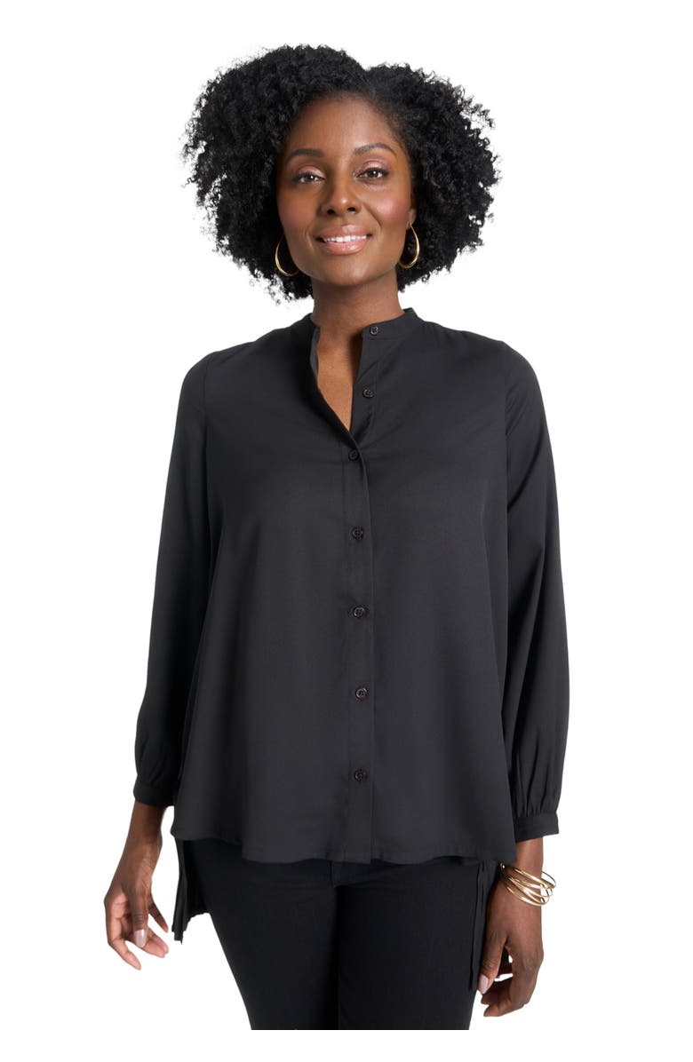 Jessica London Pleated Back Georgette Tunic, Main, color, Black