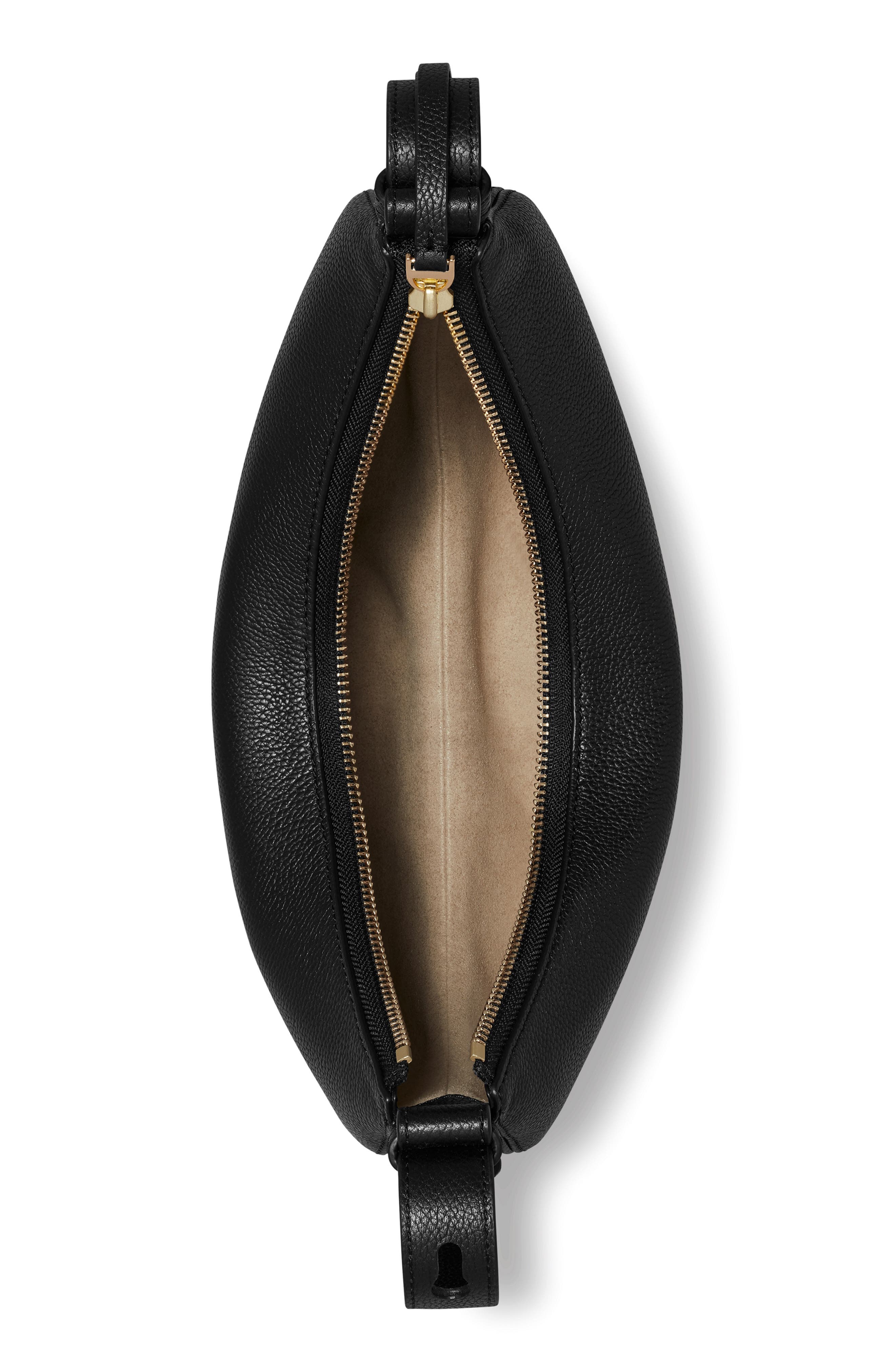 Tory Burch Romy Half Moon Shoulder Bag, Alternate, color, Black