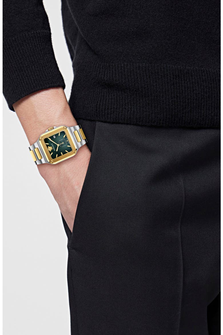 Greca Edge Two-Tone Bracelet Watch, 38mm x 49mm, Alternate, color, TWO TONE
