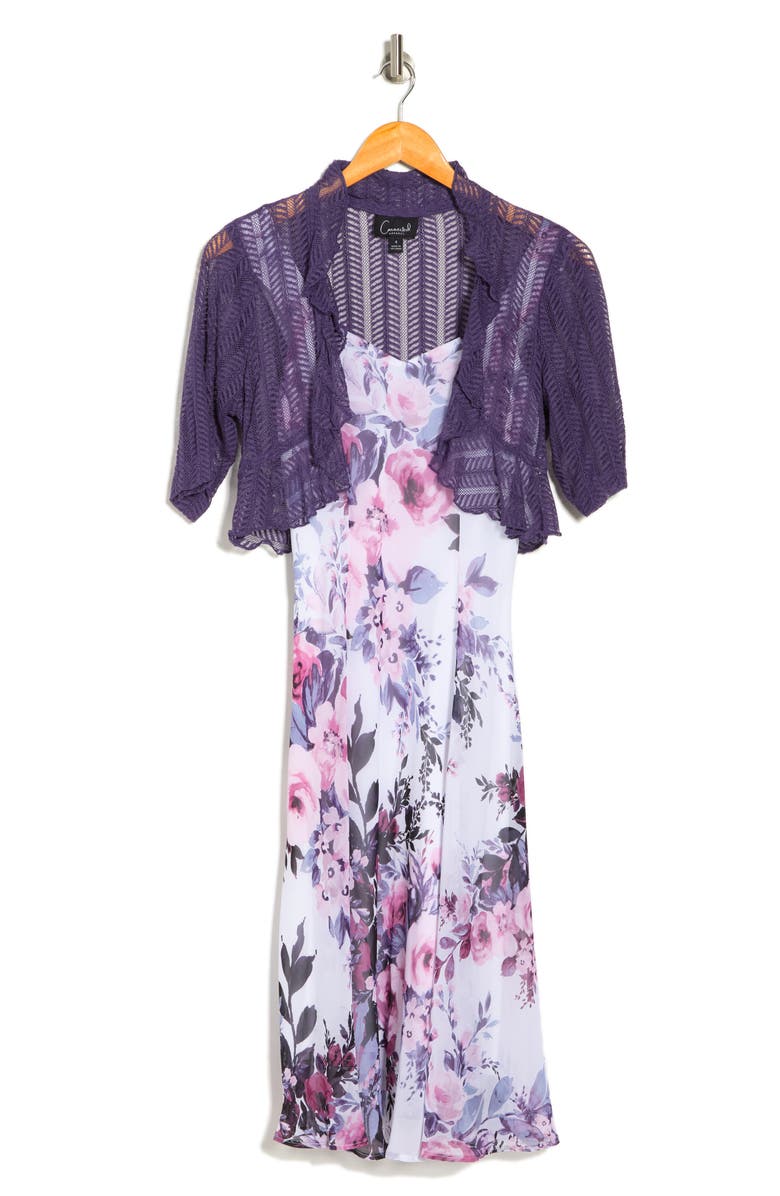 Connected Apparel Chiffon Dress & Ruffle Jacket Set, Alternate, color, Iris