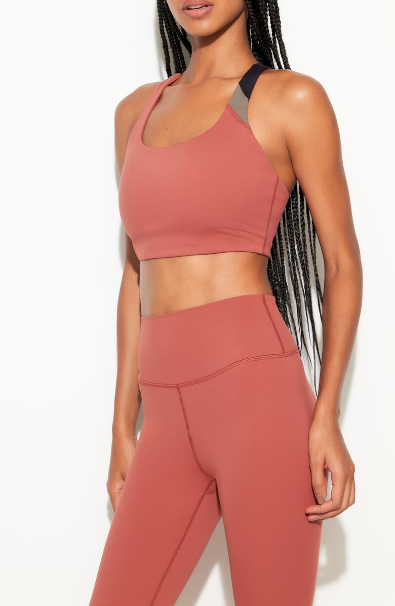 Spiritual Gangster Sumner Longline Sports Bra, Alternate, color, Canyon