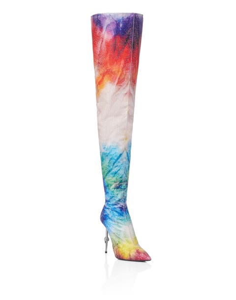 Satin Boots Hi-heels Overknees Tie Dye Women