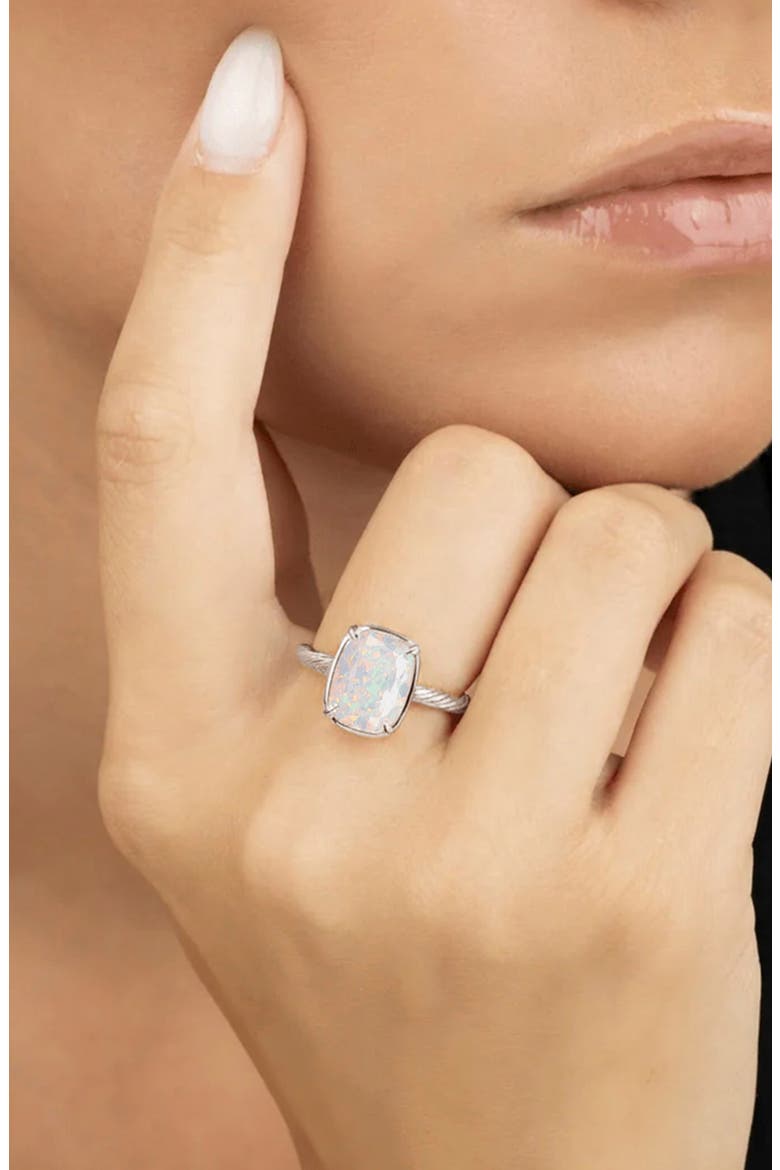 Elon Sterling Silver Lab Created Opal Statement Ring, Alternate, color, SILVER