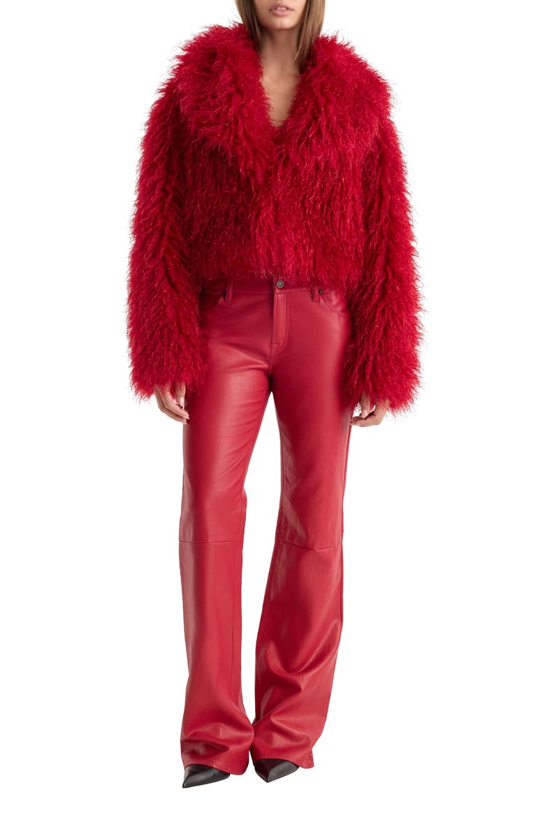 Better Than Leather Vintage Low Rise Flare Faux Leather Pants, Alternate, color, CARMINE