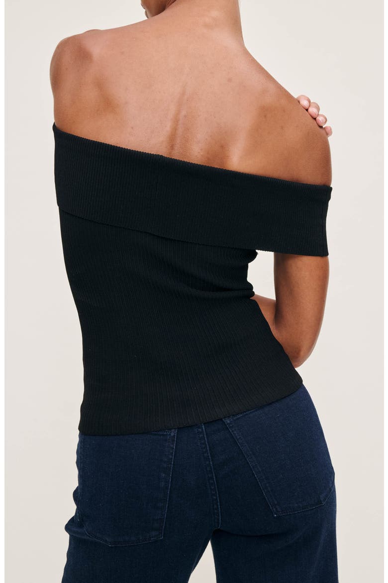 Off the Shoulder Instasculpt™ Rib Top, Alternate, color, BLACK
