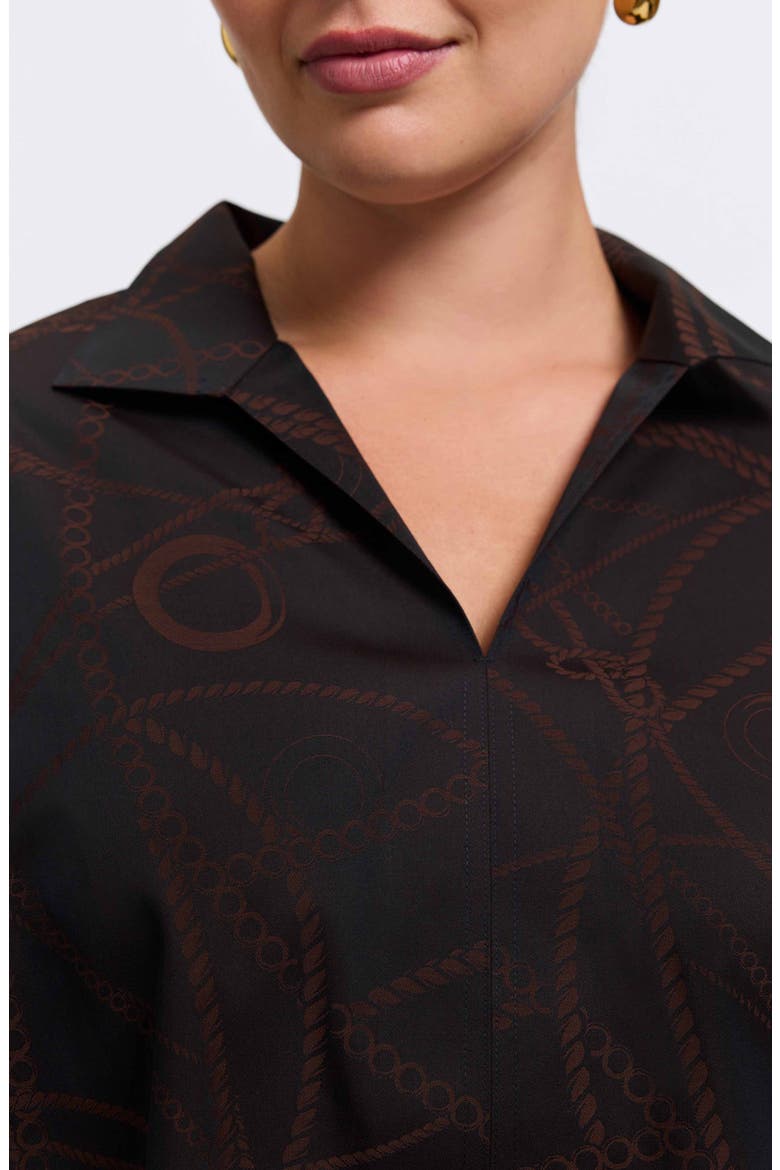 Agnes Print Popover Top, Alternate, color, COFFEE BROWN/ BLACK