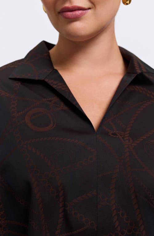 Foxcroft Agnes Print Popover Top In Black