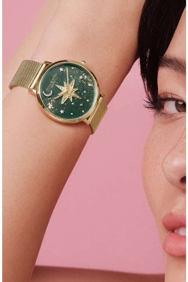 Celestial Nova Bracelet Watch, 35mm, Alternate, color, GOLD/ GREEN
