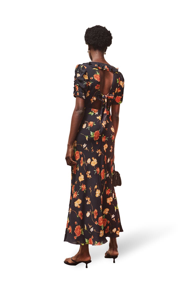 Floral Print Tie Back Dress, Alternate, color, Red