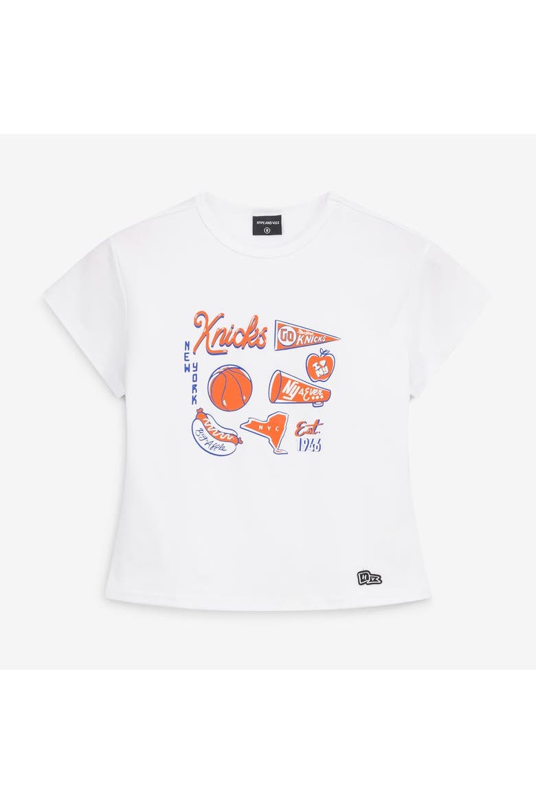 Women's Hype and Vice White New York Knicks Cropped Baby T-Shirt, Alternate, color, White