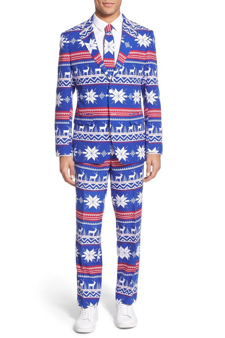 'Rudolph' Holiday Suit & Tie, Main, color, BLUE