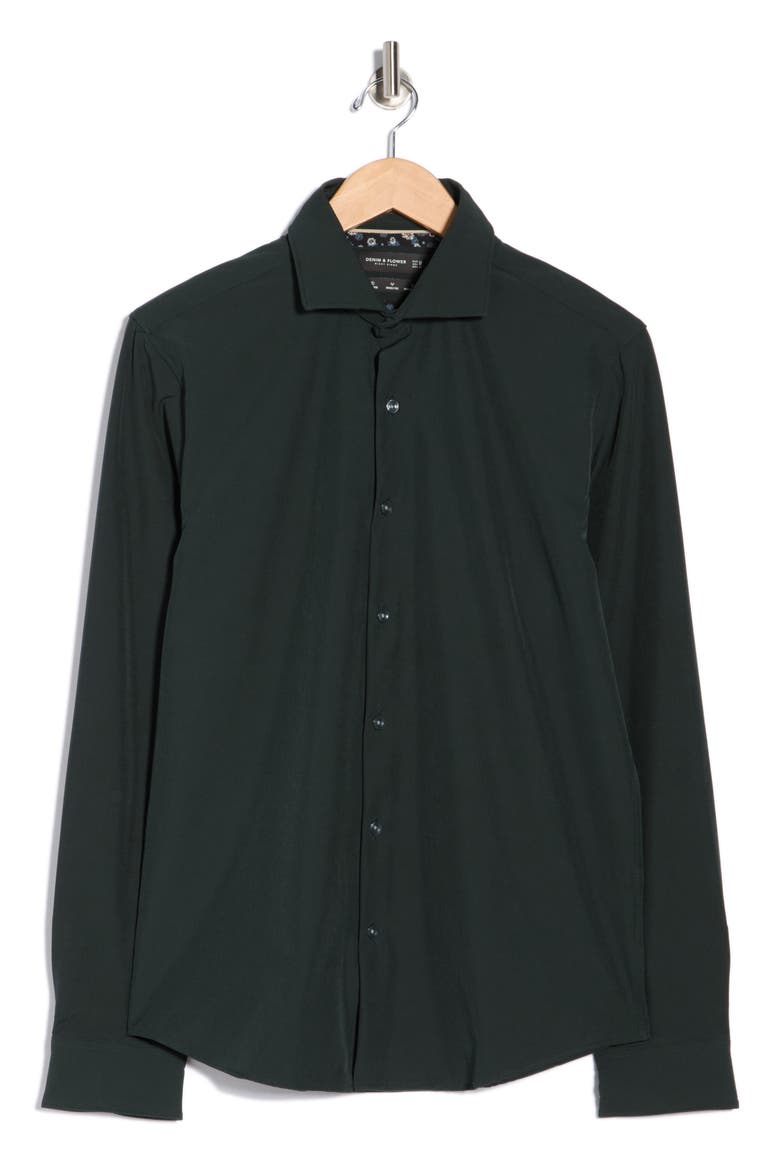 Tech Button-Up Shirt, Alternate, color, FOREST