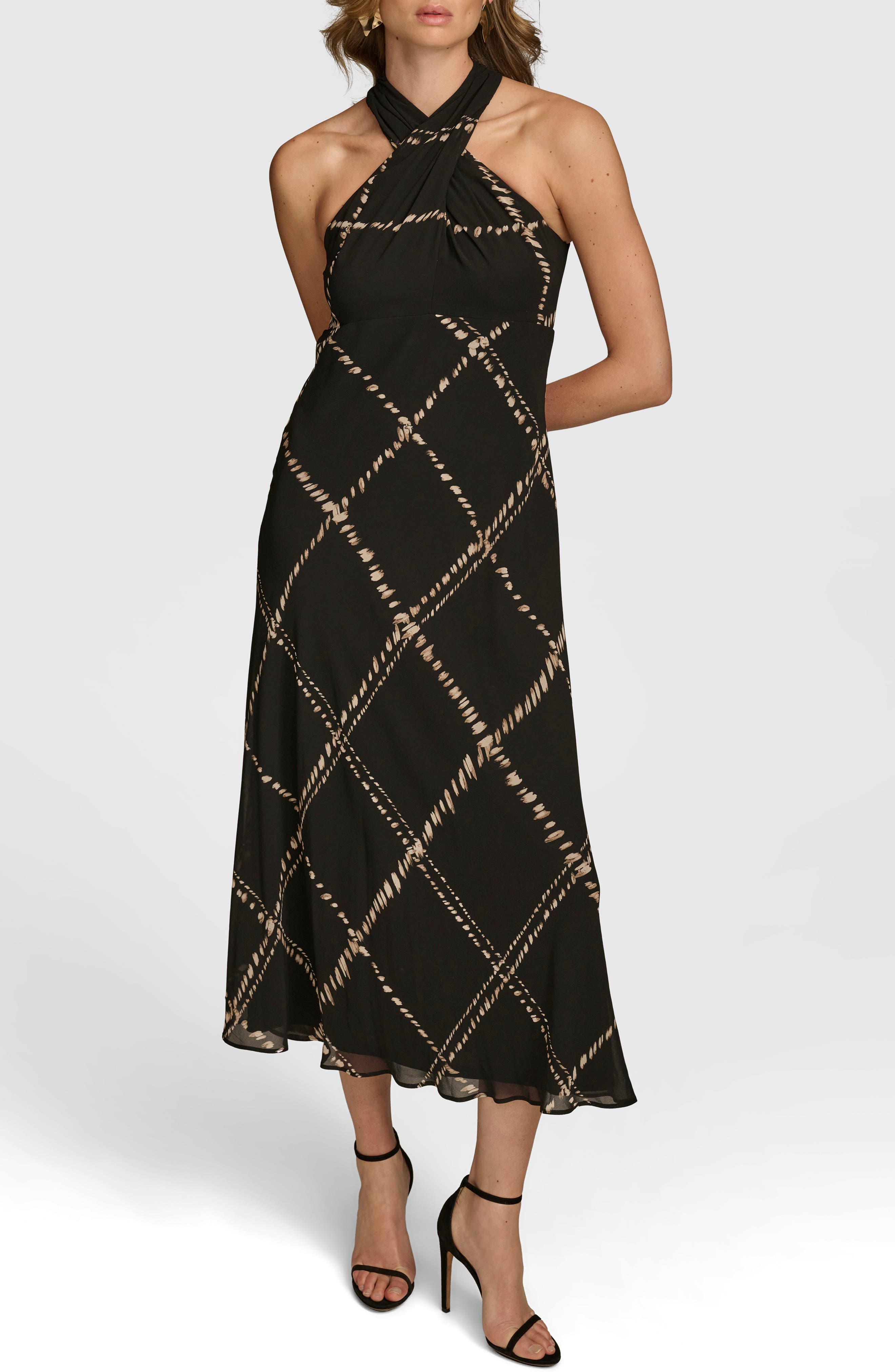 Donna Karan New York Abstract Print Cross Neck Dress (Women) | Nordstrom