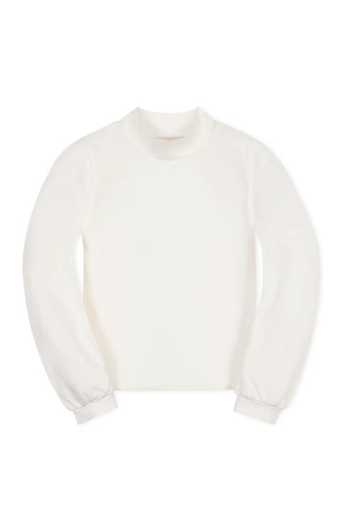 Kids' Organic Mock Neck Balloon Sleeve Knit Top