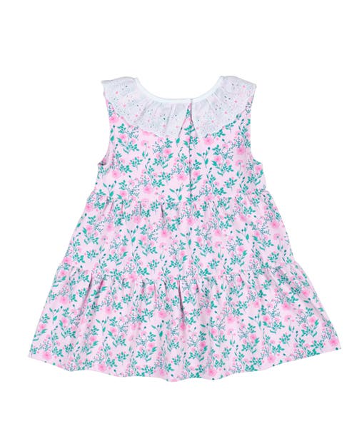 Shop Florence Eiseman Floral Print Dress With Eyelet Collar In Pink