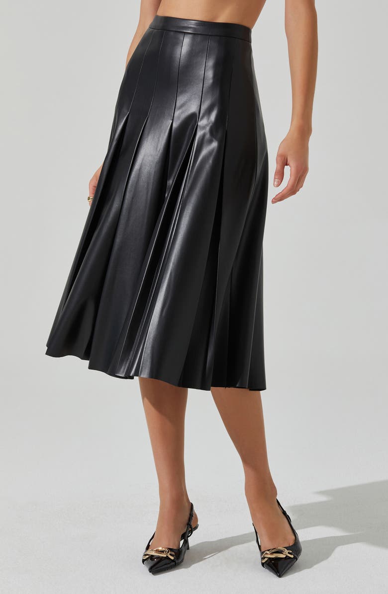ASTR the Label Vena Pleated Faux Leather Skirt, Alternate, color, 