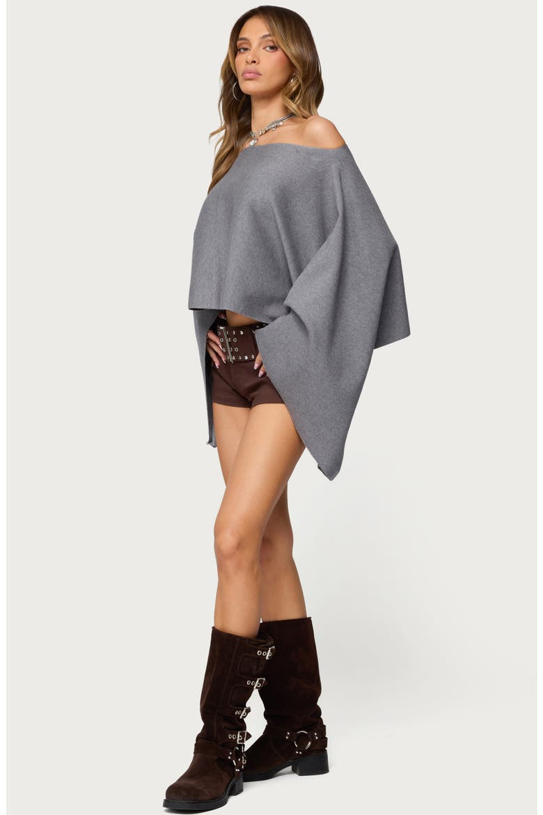 Sharla Off the Shoulder Poncho Top, Alternate, color, GRAY-MELANGE
