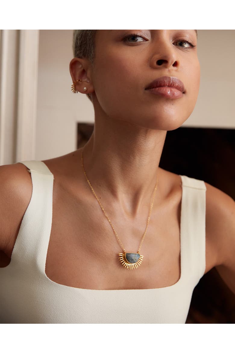 Sunrise Labradorite Pendant Necklace, Alternate, color, Brass