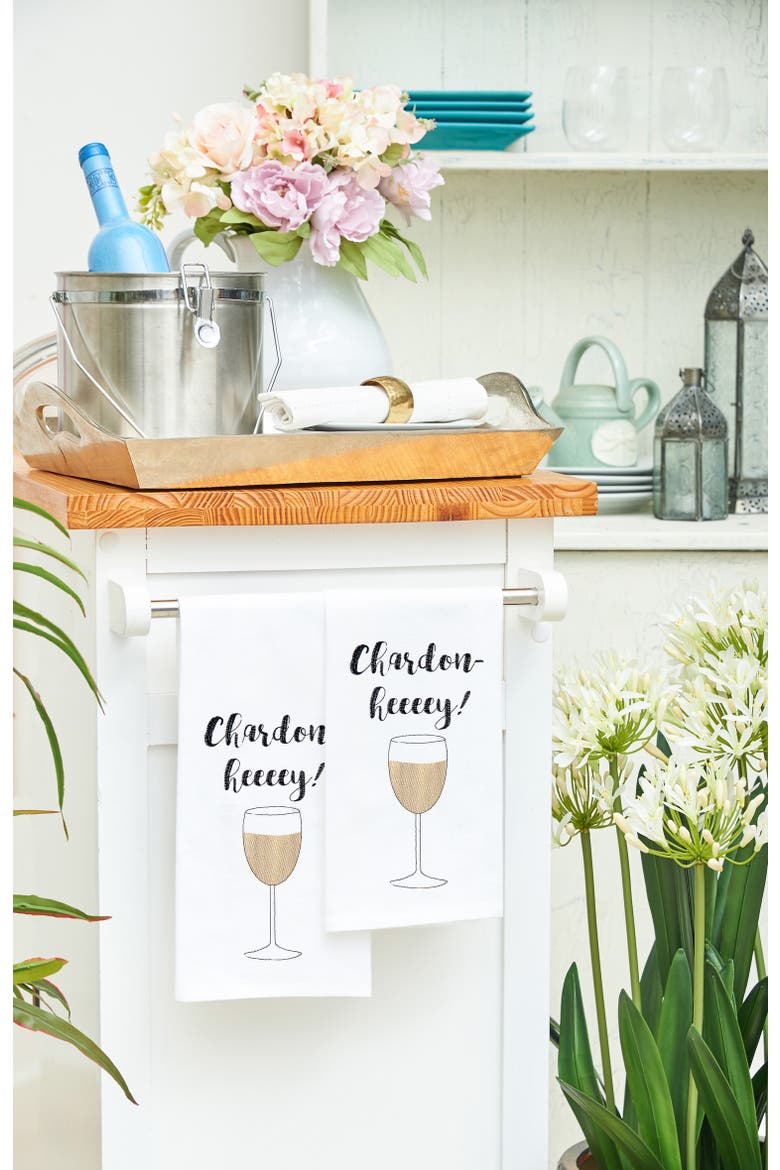 Chardon Heeey Flour Sack Cotton Kitchen Towel, Alternate, color, White