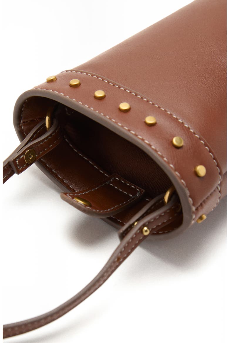 Studded Faux Leather Cell Phone Case with Strap, Alternate, color, LEATHER