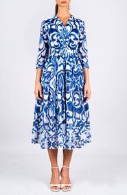 SAMANTHA SUNG Maiolica Tile Midi Shirtdress