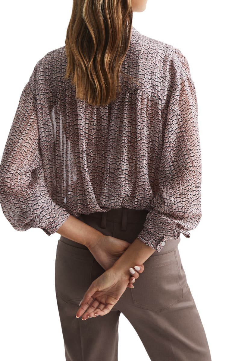 Reiss Kelsie Print Tie Neck Blouse, Alternate, color, 
