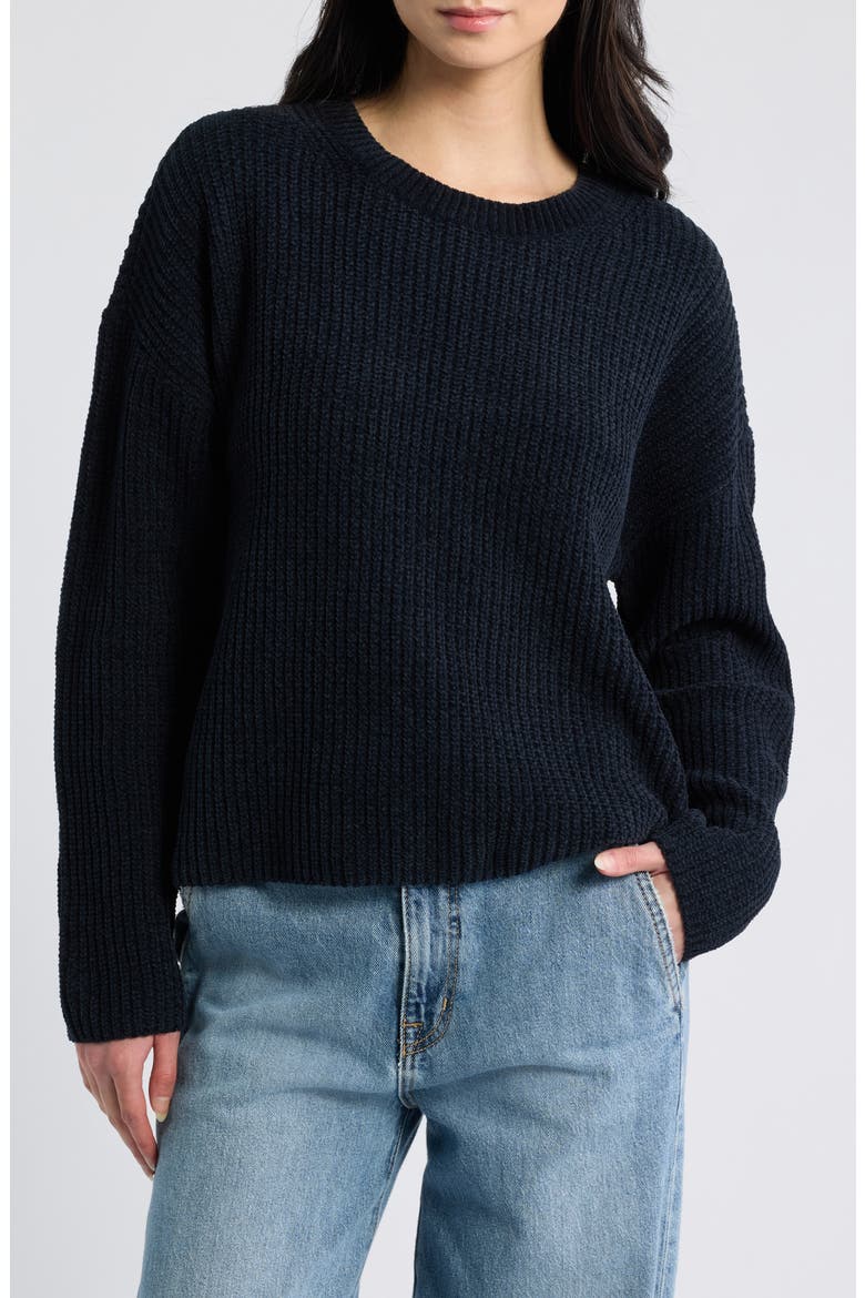Crewneck Organic Cotton Sweater, Main, color, BLACK