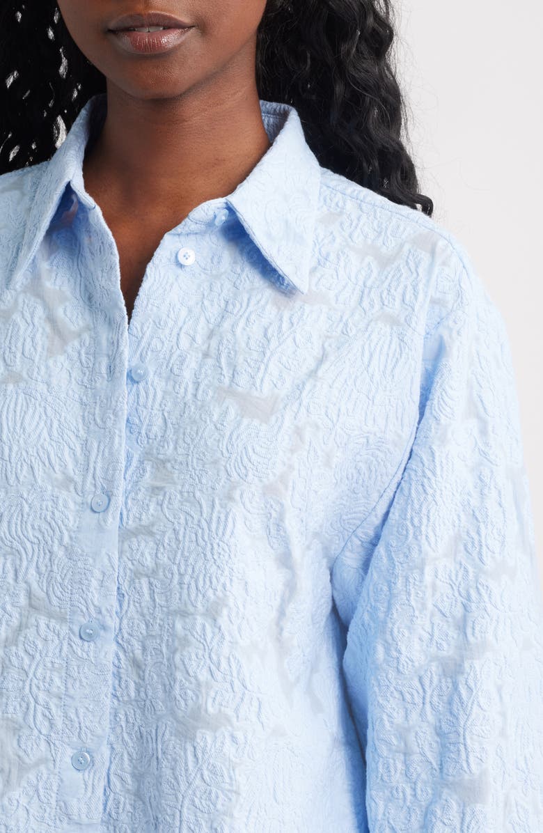 & Other Stories Cotton Blend Jacquard Button-Up Shirt, Alternate, color,