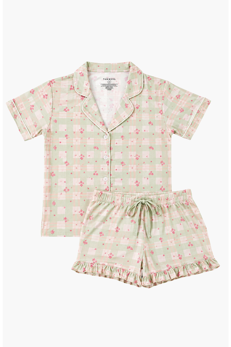 Sophie Pajama Short Sleep Set, Main, color, Light Green Floral