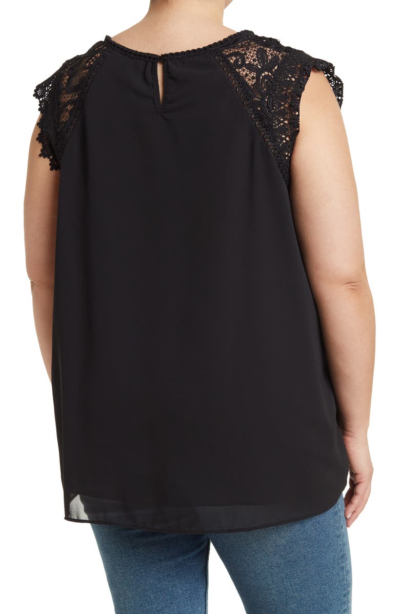 Forgotten Grace Pleated Crochet Shoulder Top, Alternate, color, 