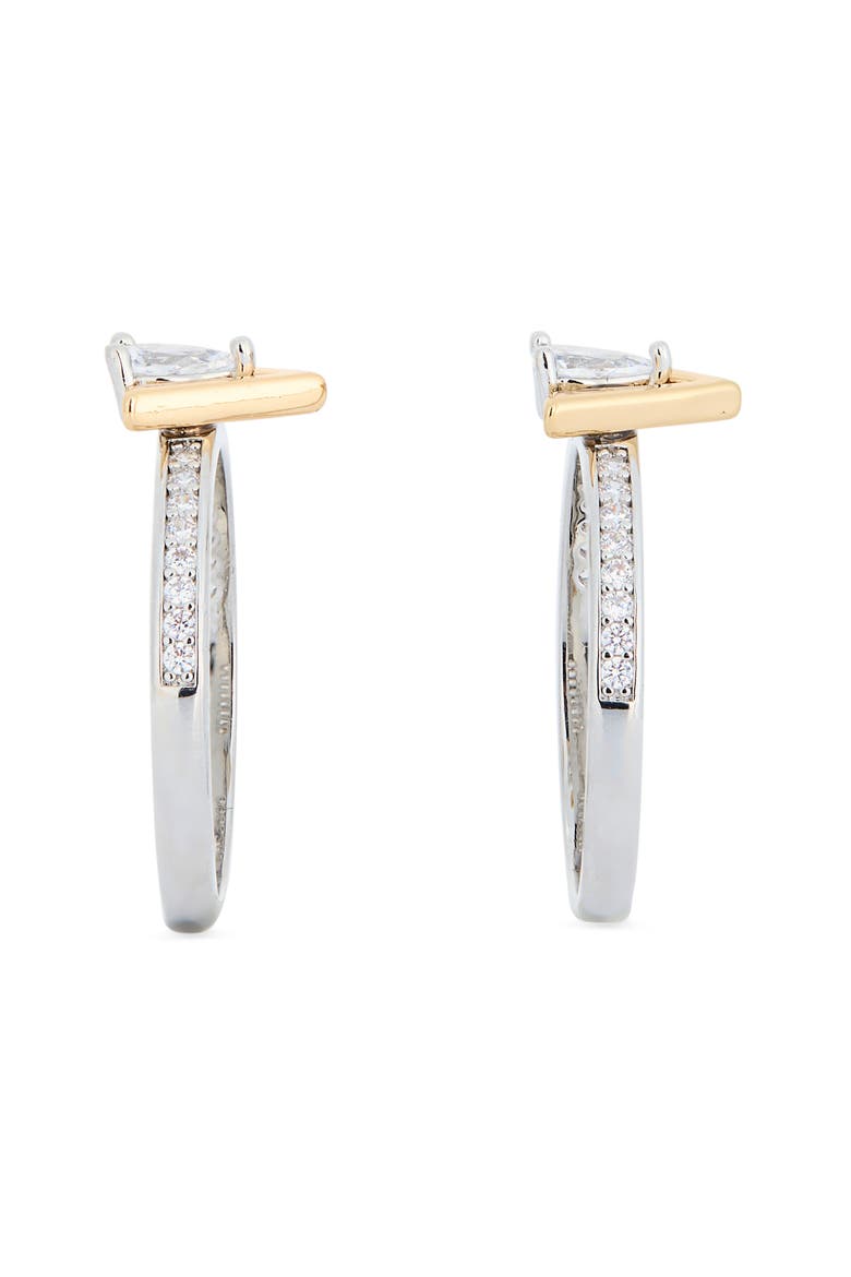 Two Tone Cubic Zirconia V Inset Stacking Rings, Alternate, color, CLEAR- TWO TONE