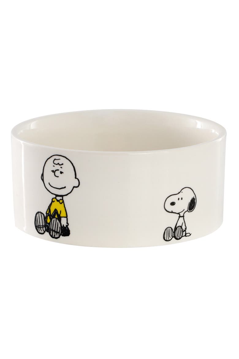 Snack Time 6in Stoneware Pet Bowl, Main, color, White