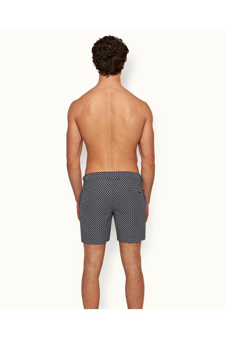Bulldog Jacquard Mid-Length Swim Shorts, Alternate, color, NIGHT IRIS/CLOUD