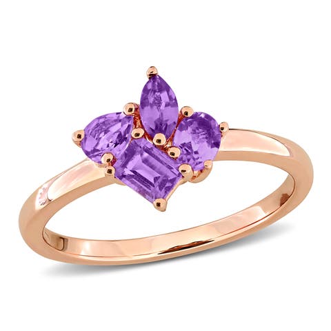 Gemstone Cluster Ring in Plated Sterling Silver