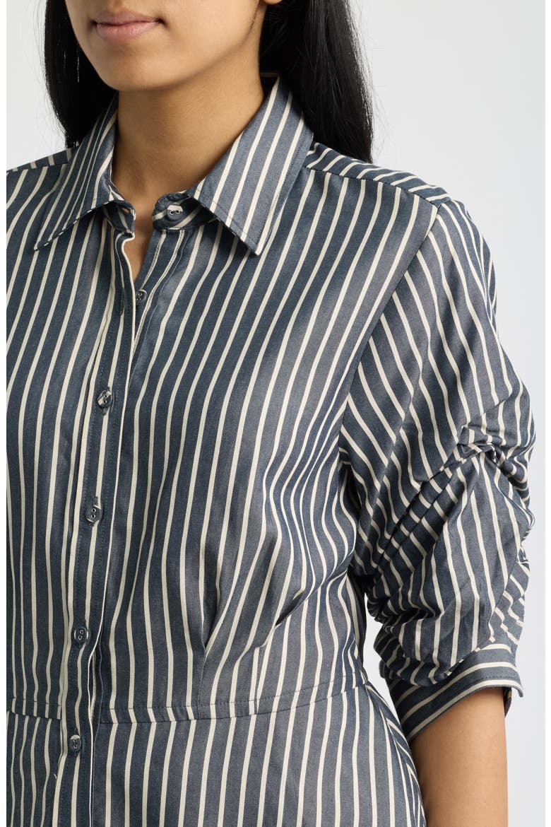 Stripe Double Peplum Top, Alternate, color, NAVY/ ECRU