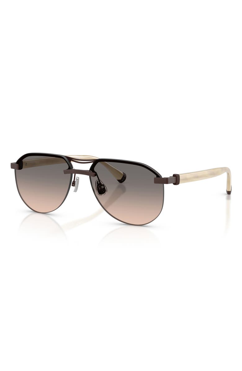 Brunello Cucinelli Carlito B 57mm Pilot Sunglasses, Alternate, color, Matte Chocolate