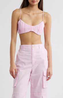 Pleated Cotton & Linen Bralette Top