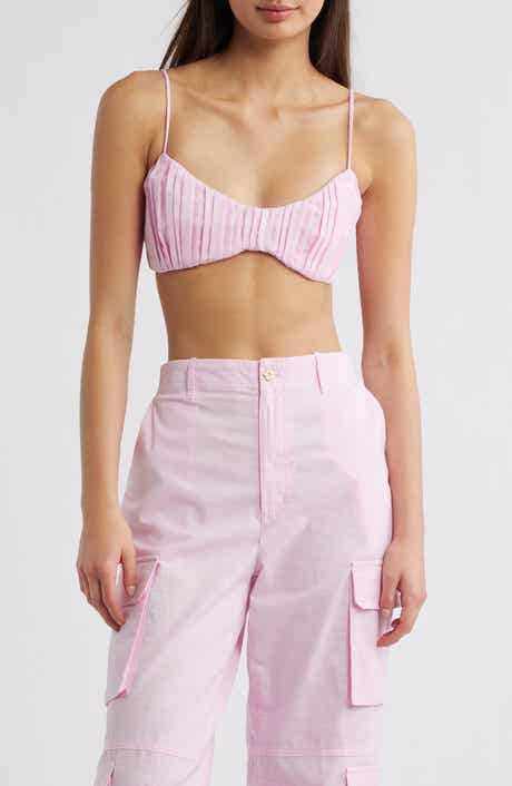 Pleated Cotton & Linen Bralette Top
