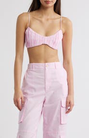 Kulani Kinis Pleated Cotton & Linen Bralette Top