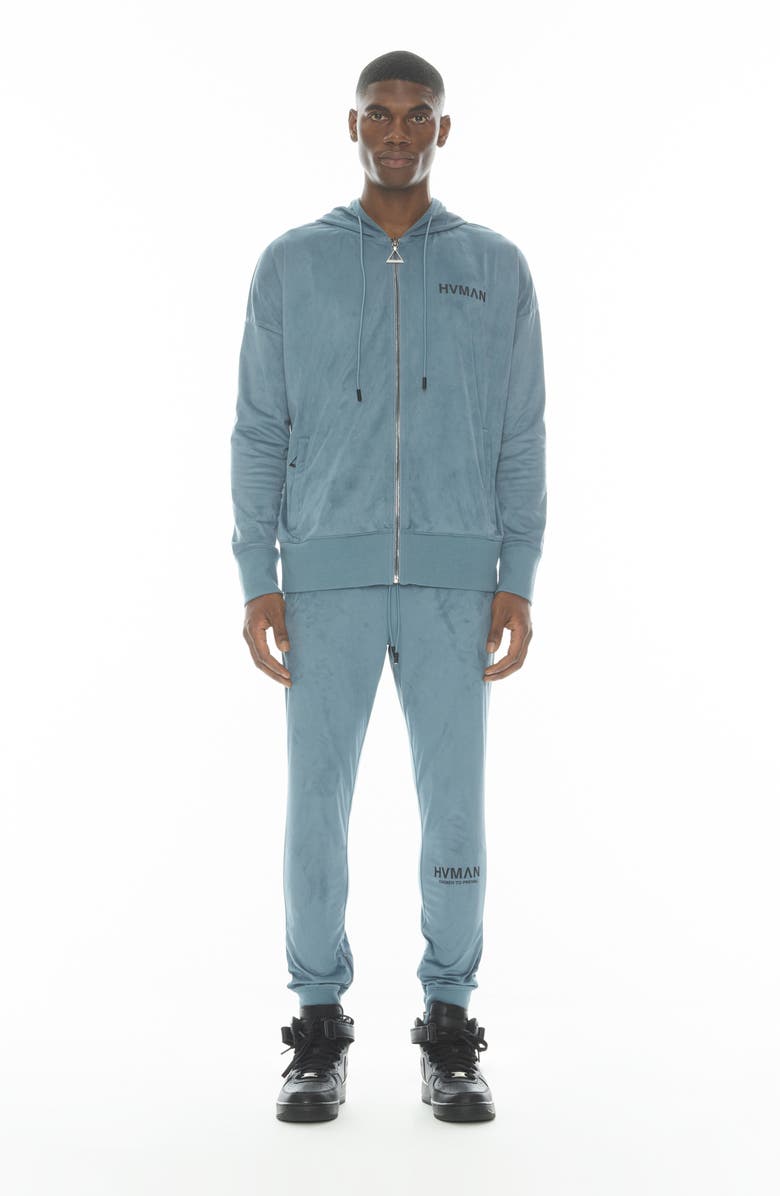 HVMAN Microfiber Zip Hoodie, Alternate, color, Dusk Blue