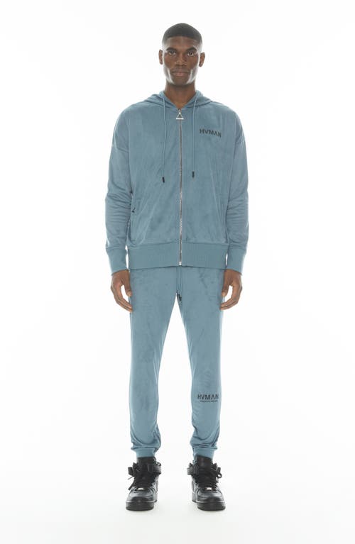Hvman Microfiber Hoodie In Dusk Blue In Blue