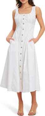 FLYING TOMATO Stretch Cotton Midi Dress