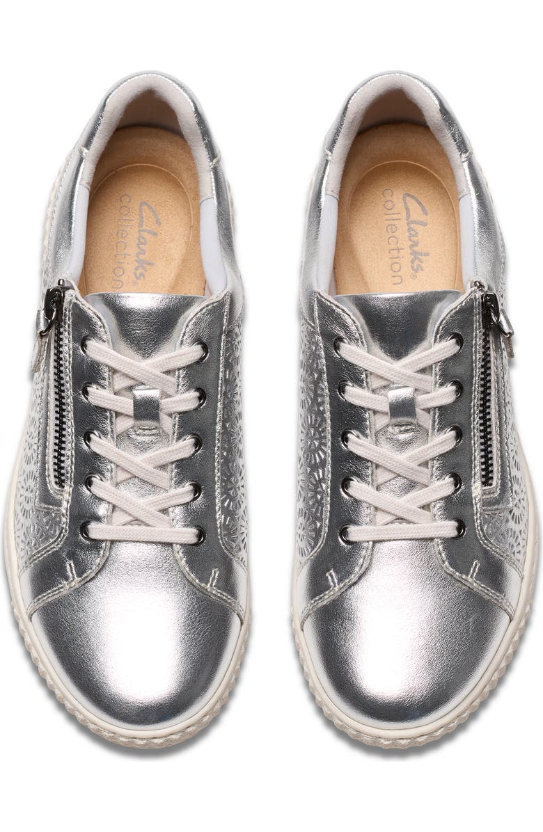 Clarks<sup>®</sup> Caroline Rio Sneaker, Alternate, color, Silver Leather
