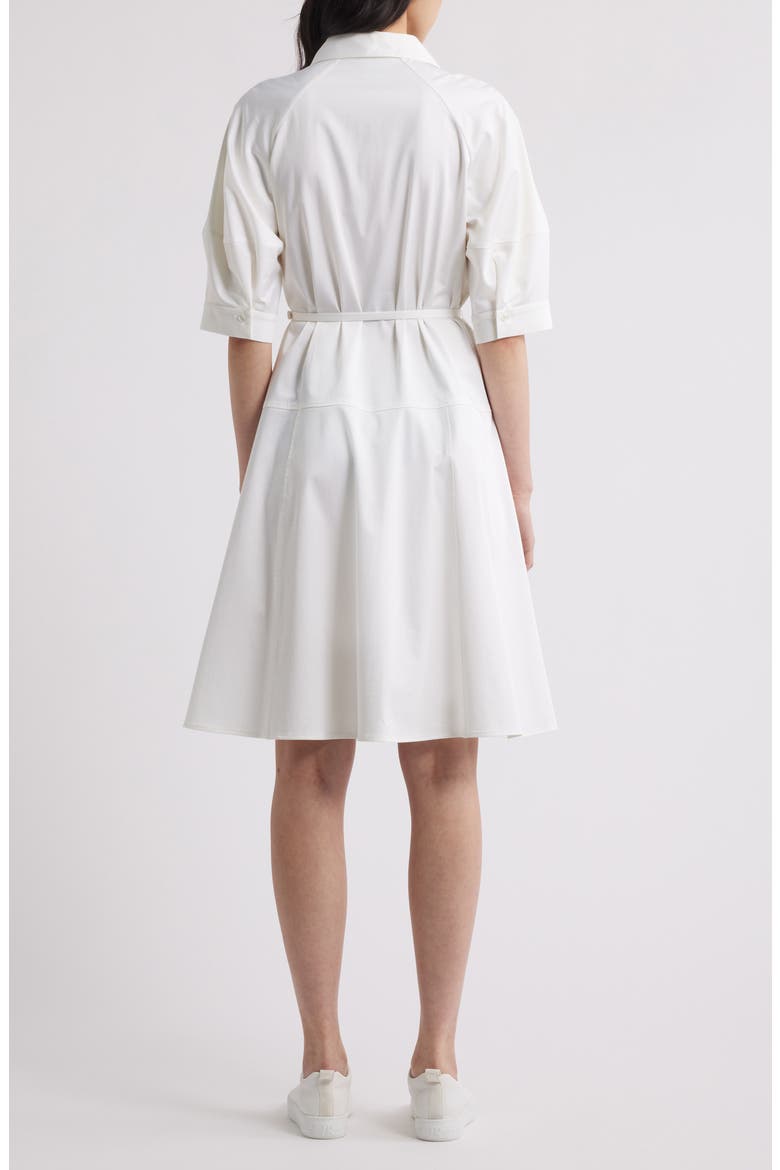 Delaurena Belted Stretch Cotton Shirtdress, Alternate, color, WHT